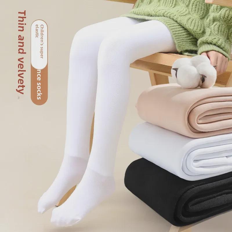 Колготки из плотного бархата для девочек: Белые леггинсы для танцев осень/зима