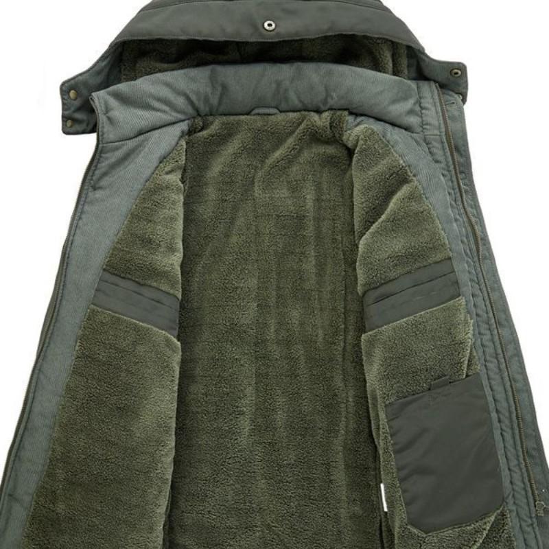 Men's Winter Extra Fleece and Thick Casual Overalls Coat Lamb Fleece Lining Quilted Jacket