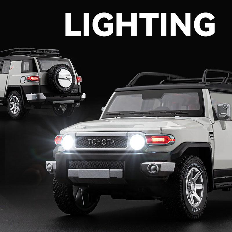 LICENSED 1:24 Toyota cruiser FJ Colooze cross country Off Road vehicle alloy model SUV simulated sound light Kid Birthday Gift