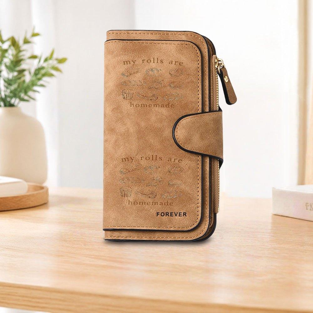 Bread-print long zipper wallet, large-capacity card holder, unisex clutch bag, stylish zippered coin purse, suitable for daily use, a great gift