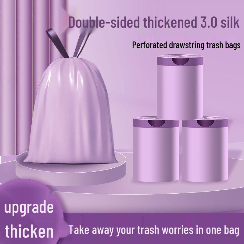 Pink Large Drawstring Thickened Garbage Bag for Household & Kitchen, Student-Friendly, with Automatic Closure
