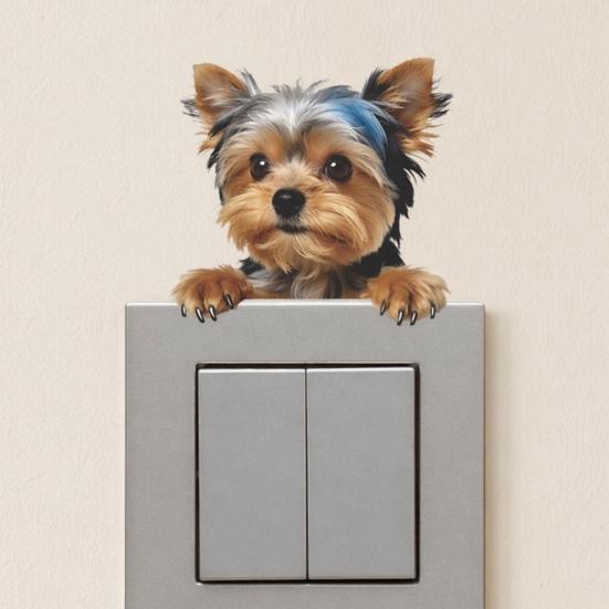 Light Switch Plate Stickers Cute Cartoon Puppy Decorative Switch Cover Decals 1 Pc
