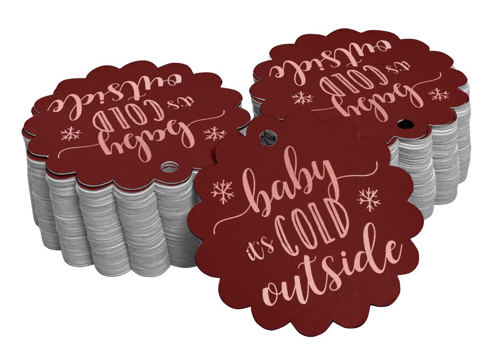 Inkdotpot Gold Foil Paper Hang Tags Baby It's Cold Outside Baby Shower Favor Tags 100