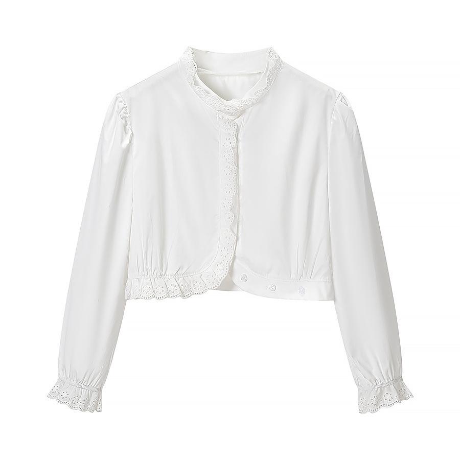 European and American style, new women's fashion, fashionable, versatile, fashionable cotton embroidered shirt