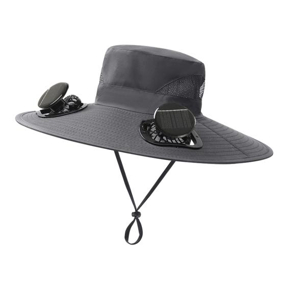 Мужская шляпа от солнца, широкополая шляпа для активного отдыха с вентилятором двойного действия, охлаждающая технология, походная шляпа для велоспорта, рыбалки