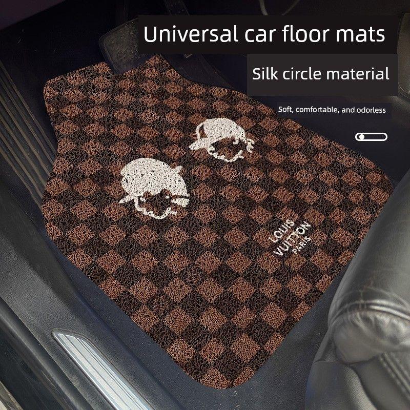 Cartoon Car Floor Mats, Universal Type for Driver and Passenger, Single-Piece Integrated Mat, Dirt-Resistant, Anti-Slip Car Mat, Upper Layer Carpet