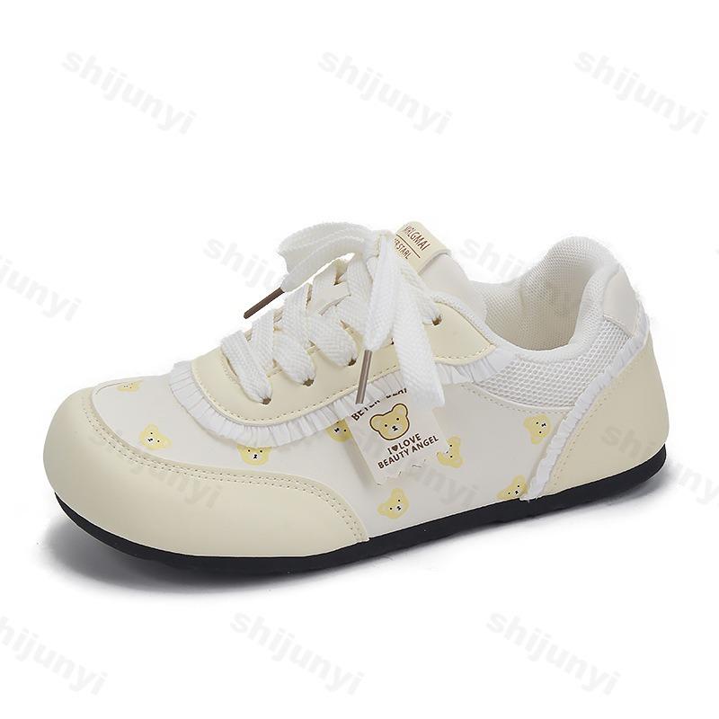 Модная осенняя женская повседневная спортивная обувь 2025, удобная нескользящая уличная вулканизированная обувь, медведь, шнуровка, модные кроссовки на плоской подошве для бега