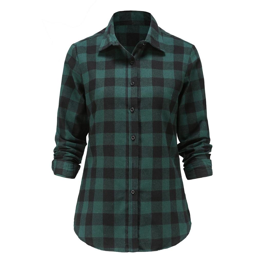 Dioufond Women Plaid Flannel Shirt Long Sleeve Flannel Plaid Tops