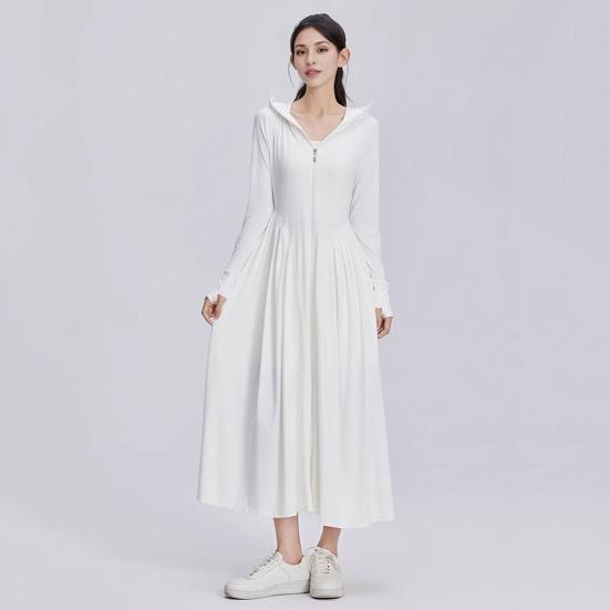 Women's Sun Protection Hoodie Coat Full Body Cooling Sunscreen Clothing Long Sleeve Swimsuit Cover Up Dress for Summer Beach Fishing Hiking