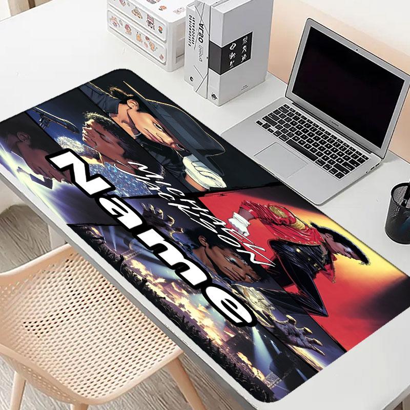 Custom Name Personalized Michael Jackson Pattern Mousepad, Laptop PC Desk Mat, Decorative Desk Mat for Home Keyboard Pad Gift