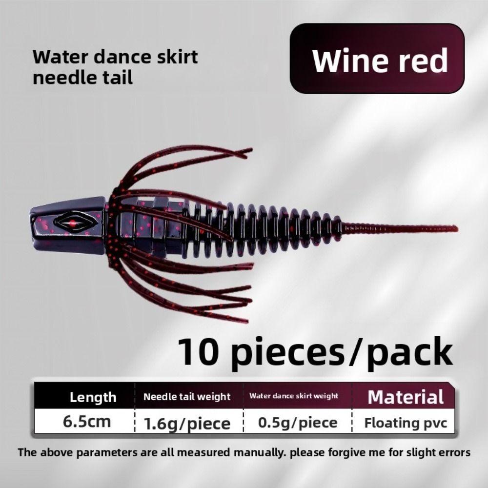 10pcs Set Soft Material Water Dance Skirt Apron Black Pit Floating Soft Bait  Bass Fishing