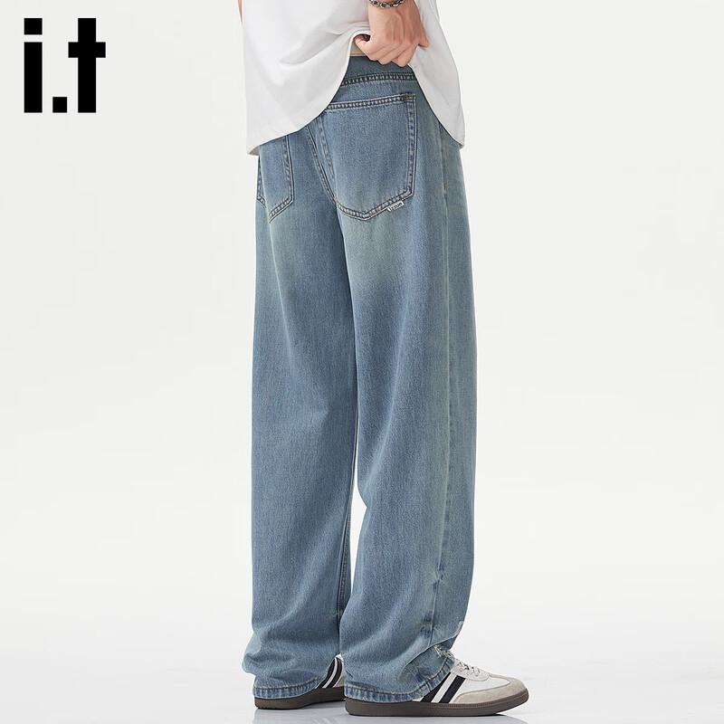 Izzue It Мужские прямые джинсы из лиоцелла Tencel в американском уличном стиле