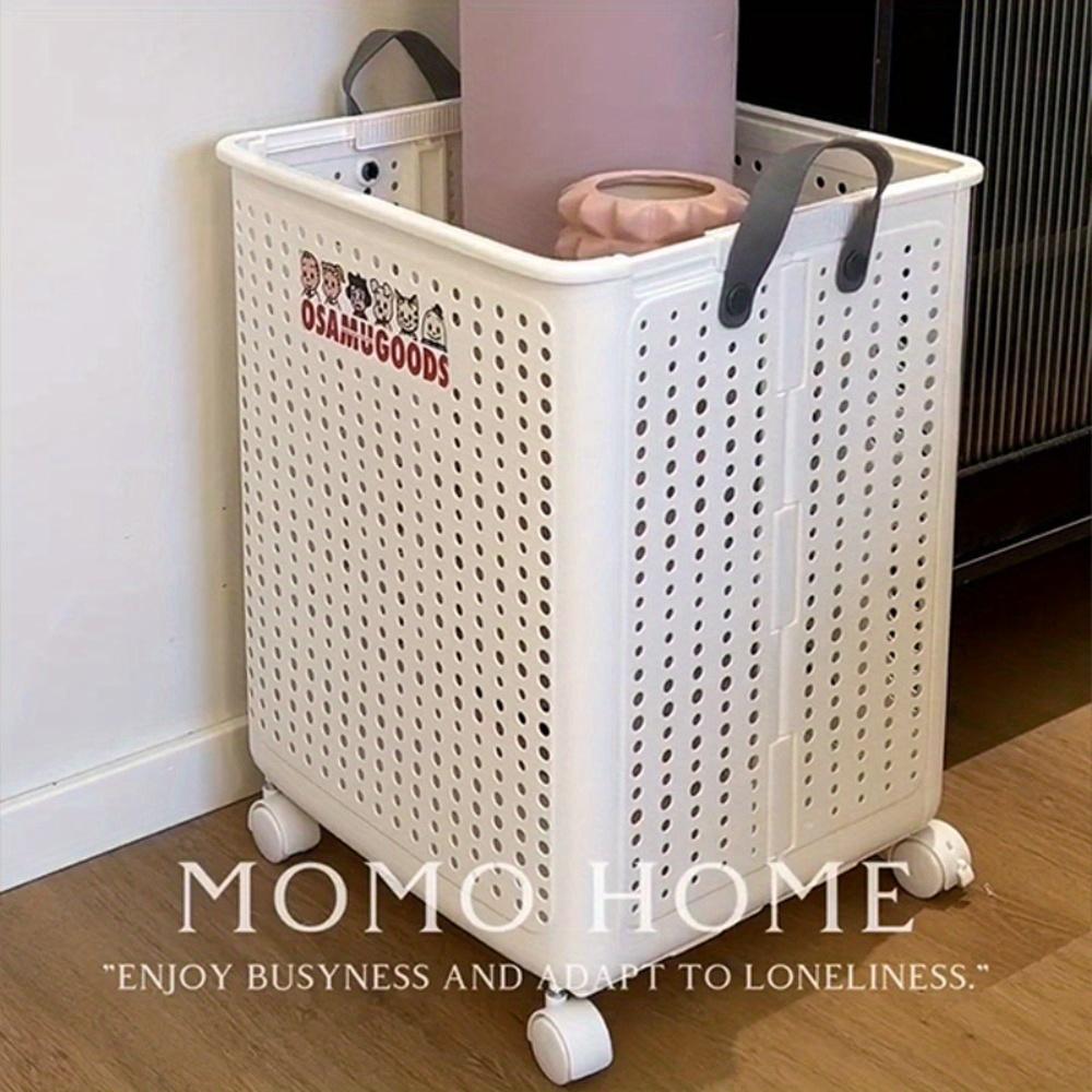 Foldable Laundry Basket with Wheels Stylish Home Clothes Hamper Storage Organizer