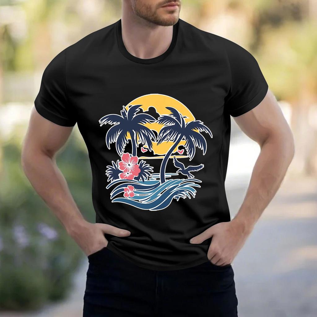 Men's Stand Collar Short Sleeve Shirt Loose Leisure Holiday Shirt Man