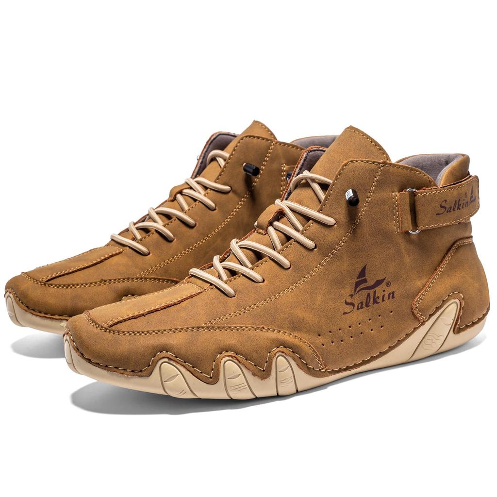 Hand-stitching Split Leather Shoes Men Loafers Comfortable Ankle Boots For Men Casual Shoes Moccasins Man Flats Shoes