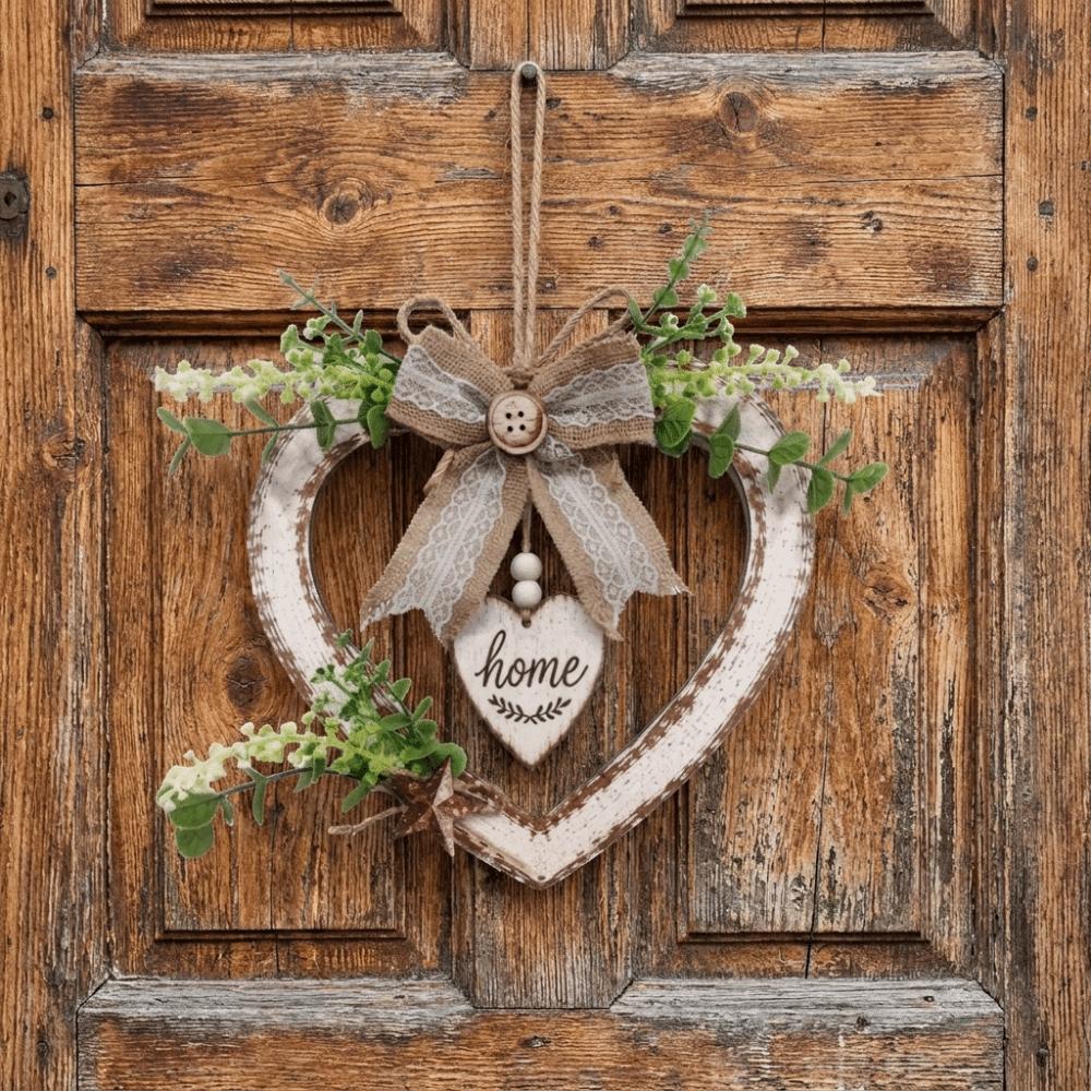 Romantic Heart Shaped Wall Decor Vintage Home Wooden Wreath Door Wreath Heart Wall Decor Gifts