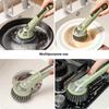 2 In 1 Press Type Automatic Liquid Outlet Cleaning Brush With Replaceable Head For Kitchen Cleaning Pots Pans Soap Dispenser