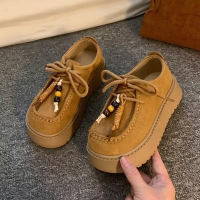 Женские кенгуру кроссовки на толстой подошве, увеличивающие рост, осень, новые, повседневные, на шнуровке, туфли-маффины, ретро, женские