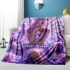 1PC Custom Name Purple Fairy Fantasy flannel blanket versatile,all-season throw suitable for the living room,bedroom,camping,travel,and gift