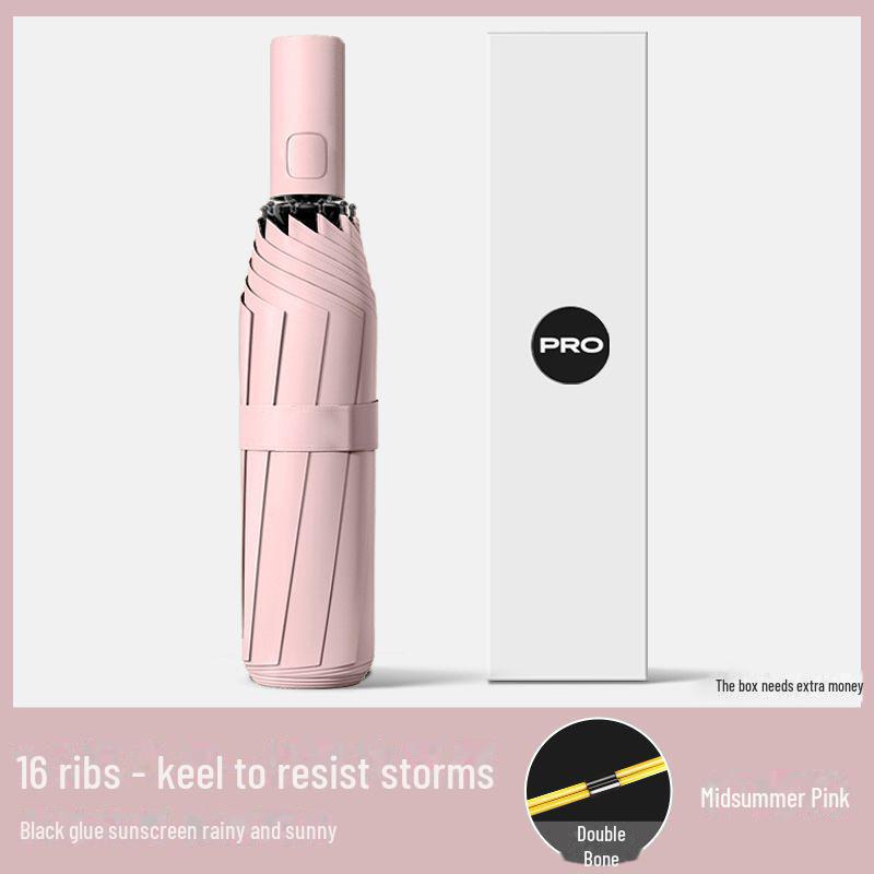 Автоматический складной зонт с двумя килями, 72 кости, женский, ветроустойчивый, солнцезащитный козырек двойного назначения, защита от УФ-излучения, подходит для использования в солнечную и дождливую погоду.