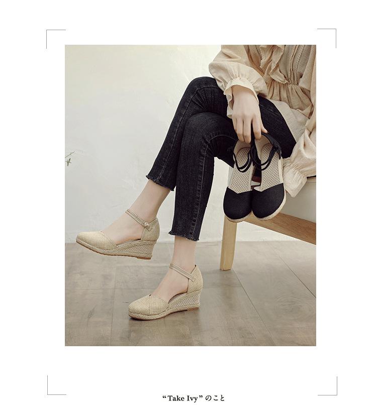 Women's One-Strap Summer Wedge Sandals: Versatile, Solid Color, Buckled, Breathable, High Heel