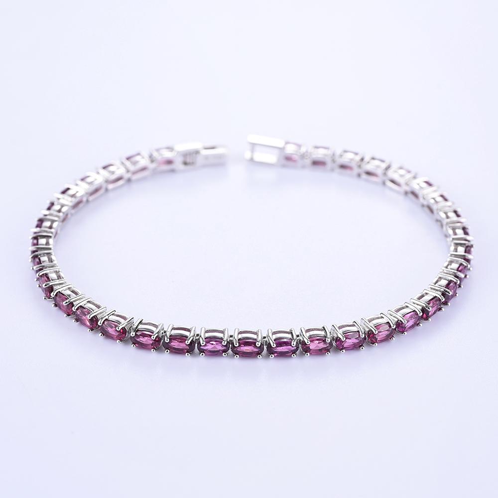 Элегантный теннисный серебряный браслет для женщин, натуральный родолитовый гранат, январский камень, роскошные ювелирные изделия, подарок на день рождения для вечеринки