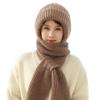 Women's Double-Layer Fleece-Lined Knit Hat & Scarf Combo - Warm Winter Wool Crochet Style