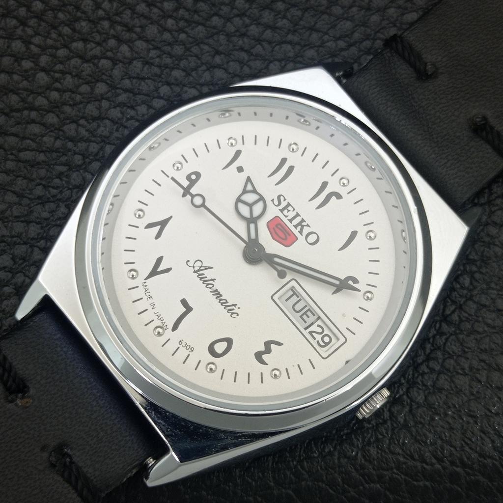 JAPAN VINTAGE REFURBISHED SEIKO 5 AUTOMATIC 6309A MENS WHITE WATCH a442609-1