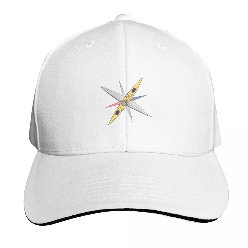 Cool kayak design with compass rose and yellow kayak Baseball Cap Hip Hop New In Hat birthday Unisexs Caps Womens