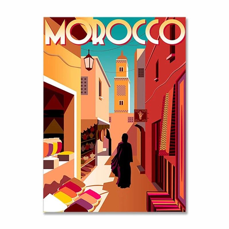 Nordic Vintage Travel Cities Poster Turkey Dubai Tanzania Landscape Metal Signs Retro Plate Wall Art Decor for Living Room Home