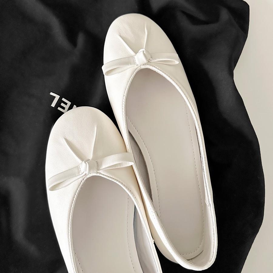 Версия из овчины~ балетки с круглым носком и французским бантом, женские туфли-лодочки с неглубоким вырезом, на плоской подошве, Мэри Джейн