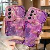 Phone Case: 2D flat, fits Samsung Galaxy A34 A35 M05 M06 S20 S22 S21 FE Plus 5G, purple-pink gilded fluid, perfect holiday gift for Christmas and Hall