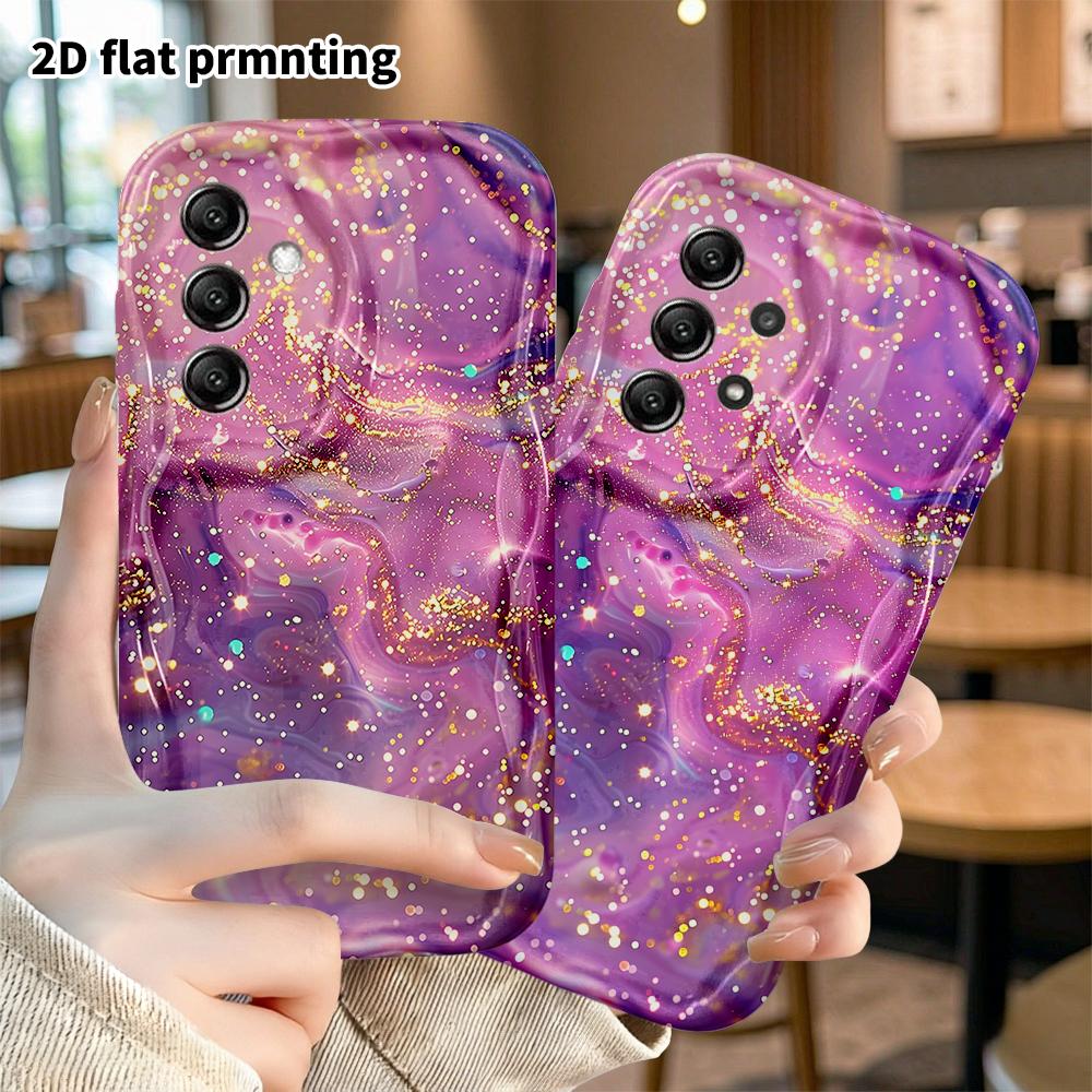 Phone Case: 2D flat, fits Samsung Galaxy A34 A35 M05 M06 S20 S22 S21 FE Plus 5G, purple-pink gilded fluid, perfect holiday gift for Christmas and Hall