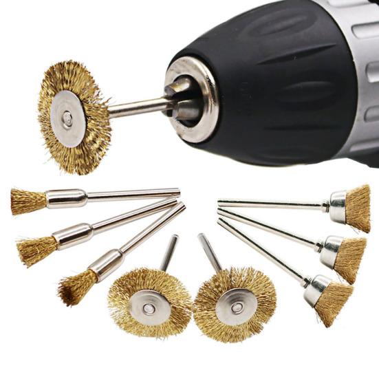 9Pcs/Set Brass Wire Brush Wheel Die Grinder Rotary Electric Tool for Engraver