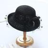European and American lace mysterious mesh crimped top hat elegant diamond bow sun hat women's summer fashion sun hat