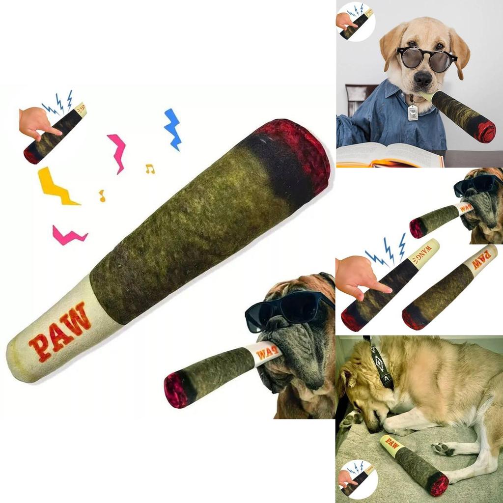 Lifelike Green Cigar Dog Toy Crafted From Premium Plush For Happy Pets