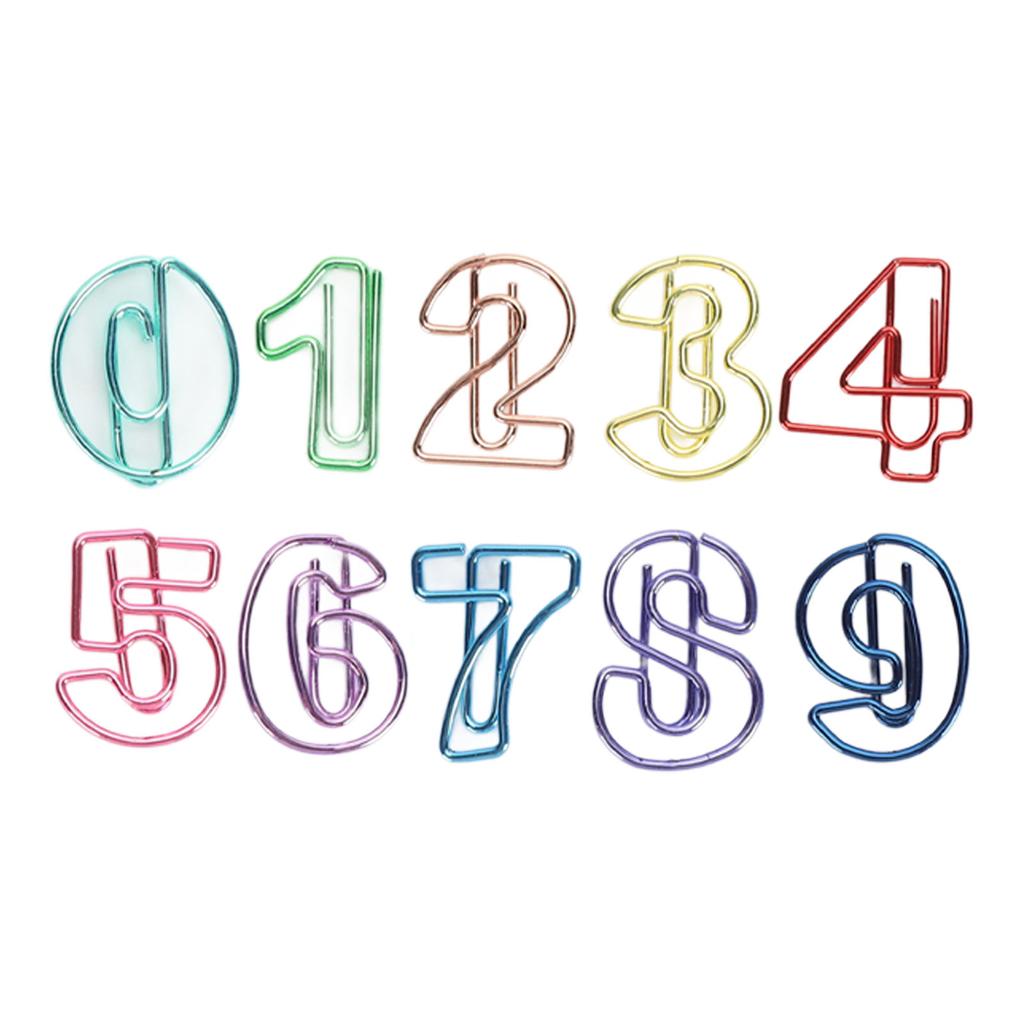 100Pcs Number Shape Paper Clips Funny Cute Rich Colors Bookmark Strong Clamping Fancy Paperclips