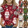 Children's 3/4 Sleeve Round Neck Top Christmas Tree Printed Everyday Casual Top