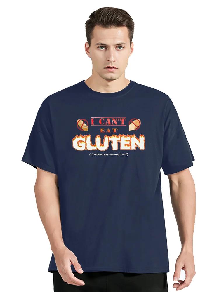 Men's T-Shirts I Can't Eat Gluten It Makes My Tummy Hurt Gluten Intolerant Celiac Meme Cotton Tees cotton T Shirt Clothing