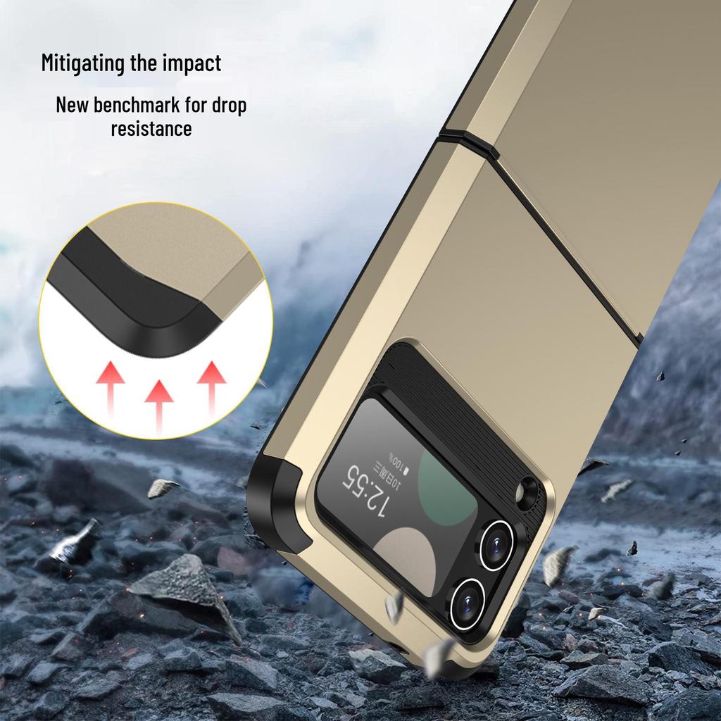 Цельный бронированный чехол с цветными блоками для Samsung Z Flip 6/5 - Модная складная защита