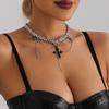 Accessories Heavy Metal Serpentine Pendant Collarbone Chain Dark Cross Spice Girl Wind Necklace Female