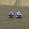Natural Tanzanite Gemstone Stud Earrings, Round Prong Setting Gifted Earrings