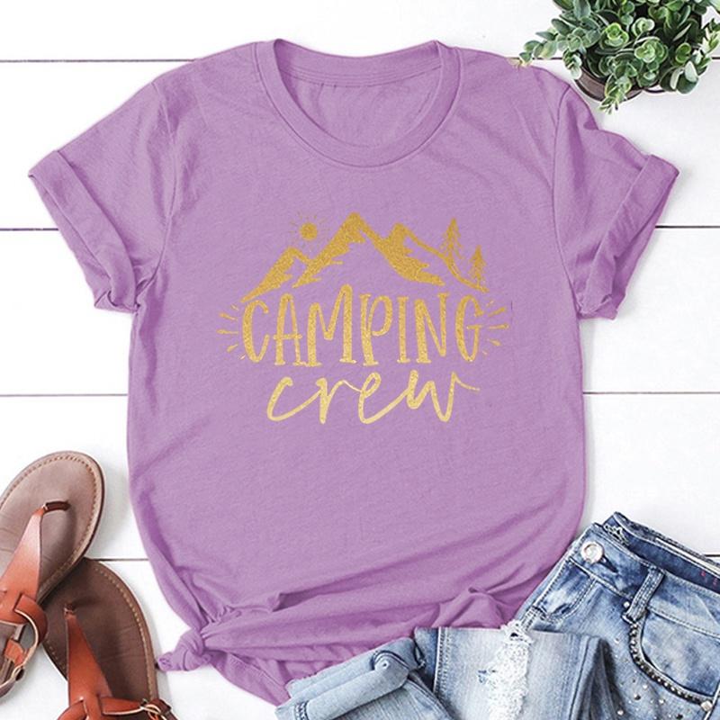 Забавная футболка с принтом «Команда для кемпинга», летняя футболка для кемпера, женская, мужская, с коротким рукавом, свободная