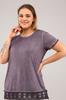 Женская стильная футболка большого размера, юбка с короткими рукавами и рюшами, масляная туника, фиолетовый