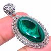 Natural Malachite Gemstone Handmade 925 Solid Sterling Silver Pendant 1.81" M5a65