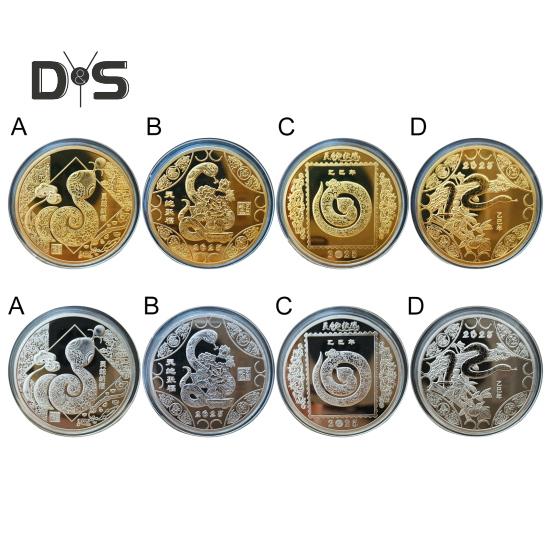 Памятная монета «Змея» 2025 года, коллекционная железная монета в честь китайского Нового года, монета со значком «Год Змеи» для богатства и удачи
