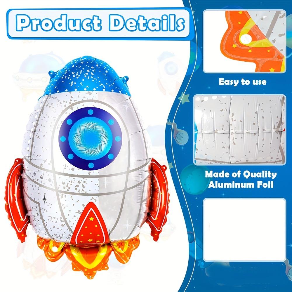 6-Pack of New Rocket Balloons, Aluminum Foil Rocket Balloons, Suitable for Rocket-Themed Events, Flight-Themed Events, and Birthday Party Decorations