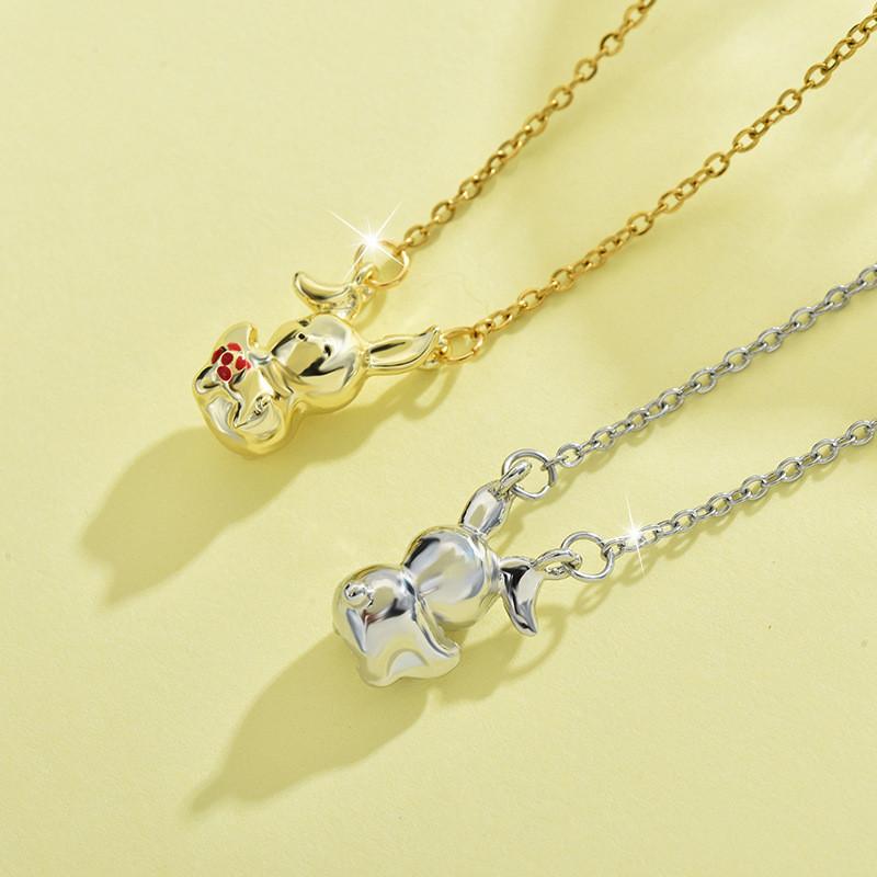 Стильное ожерелье-подвеска «Счастливый кролик» для женщин в элегантном 18-каратном золоте и серебре