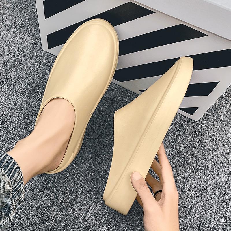 Дышащие мужские тапочки, шлепанцы, мужская пляжная обувь, летние новые модные крутые уличные полутапочки для мужчин, легкие удобные тапочки