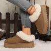 2024 новые зимние женские ботинки для снегоступов с круглым носком и толстой подошвой, классические уличные ботинки длиной до щиколотки на плоской подошве из плюша и хлопка